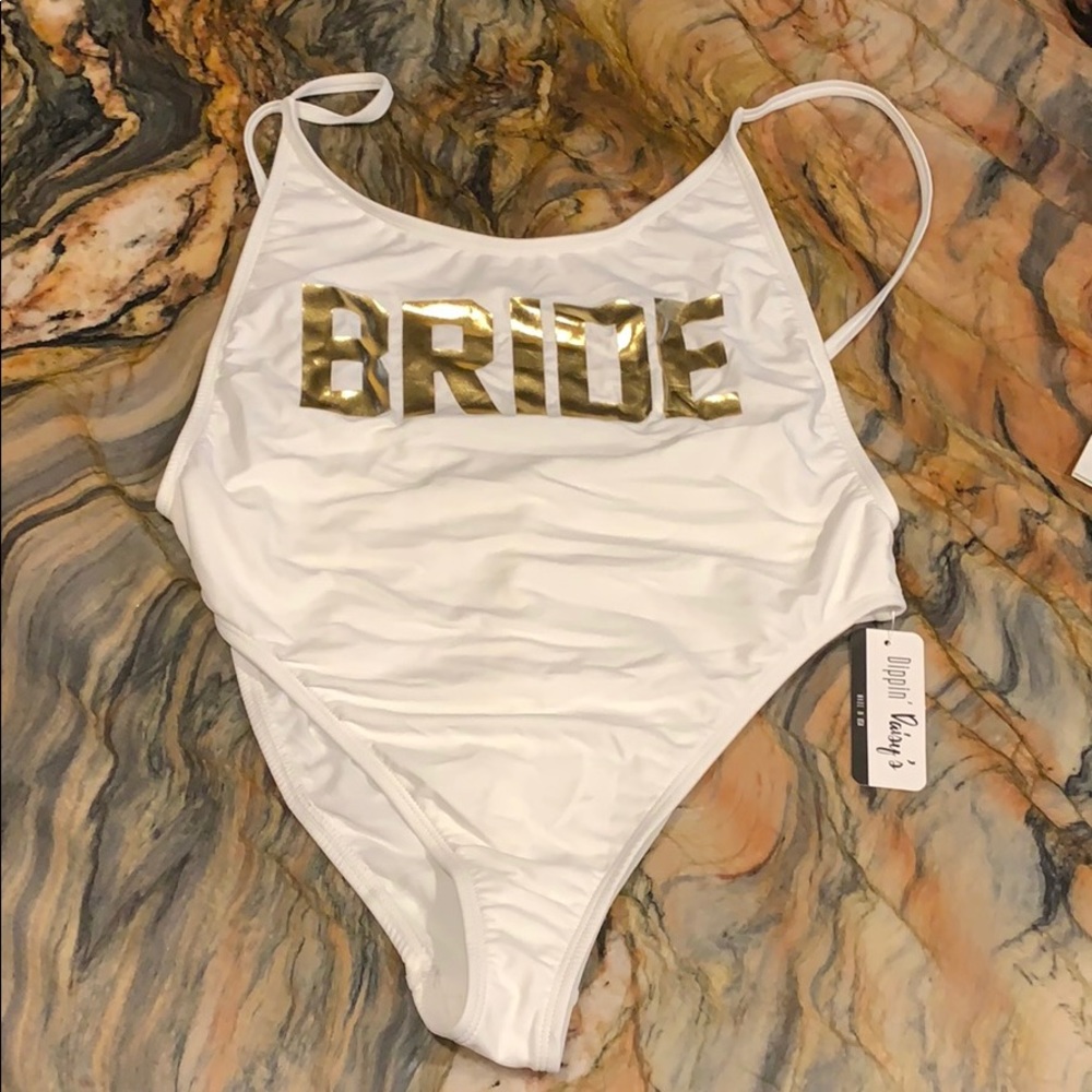 NWT White Bride Bachlorette One Piece Bathing Suit